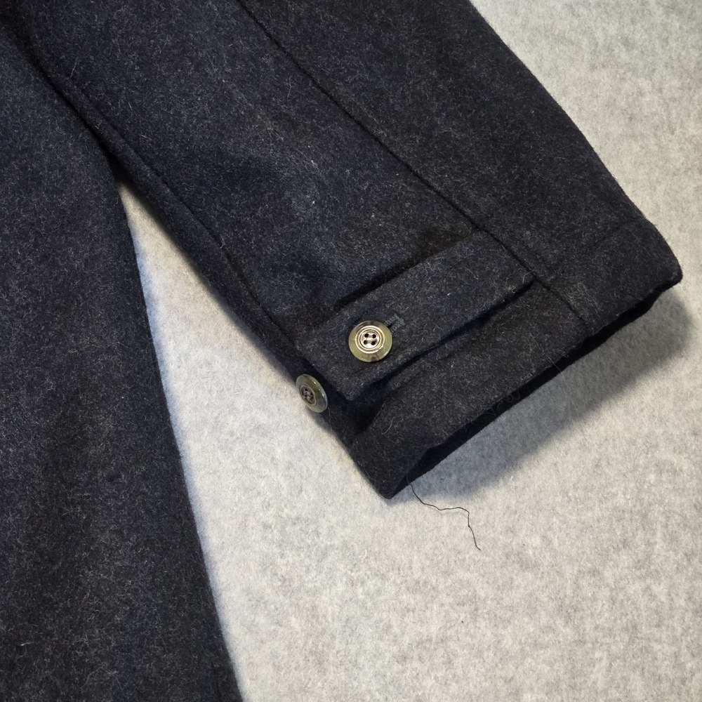Geo Collection Mens Charcoal Wool Blend Coat L Heavy Winter Professional Classy - Picture 12 of 16